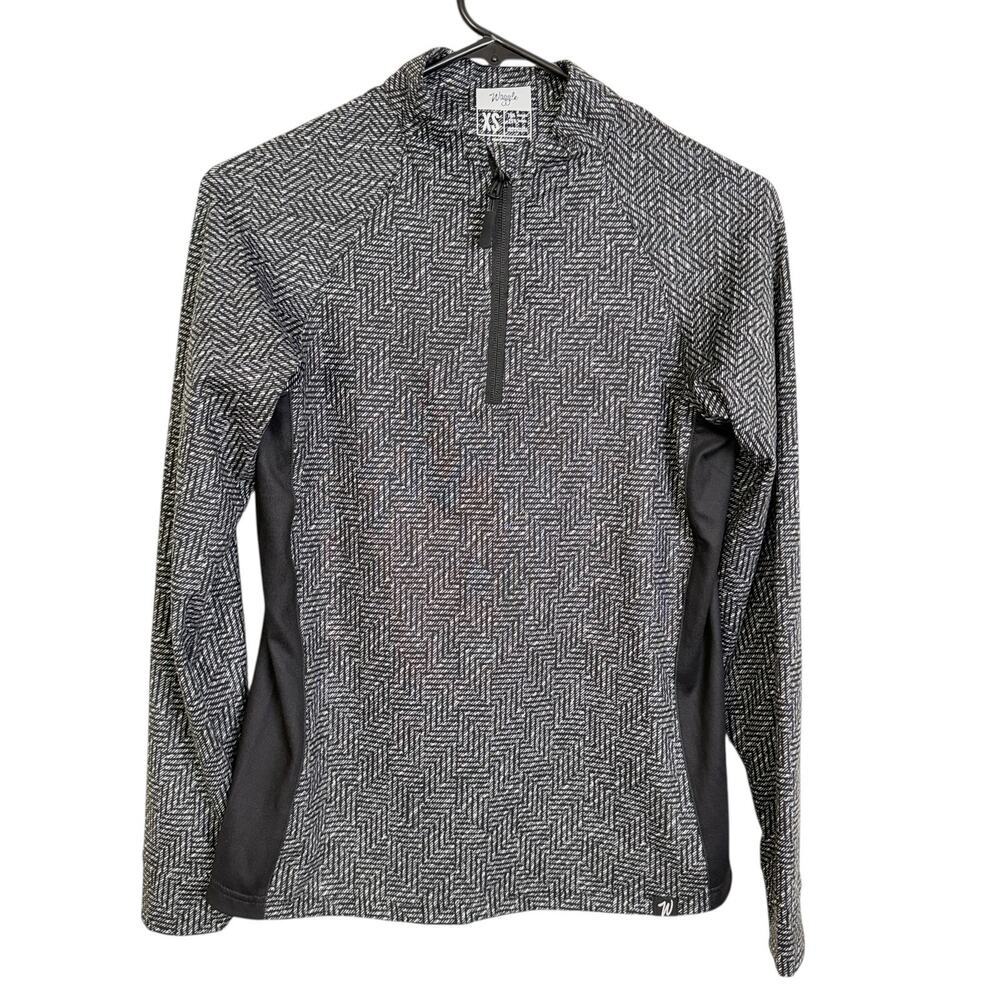 Waggle Golf Top Womens XS Black 1/4 Zip Long Sleeve Printed Stretch Outdoors